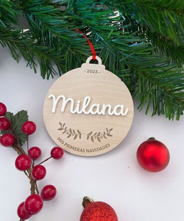 Bola de Navidad Personalizada Acebo – Nombre de Metacrilato