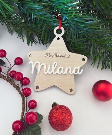 Bola de Navidad Personalizada Estrella – Nombre de Metacrilato