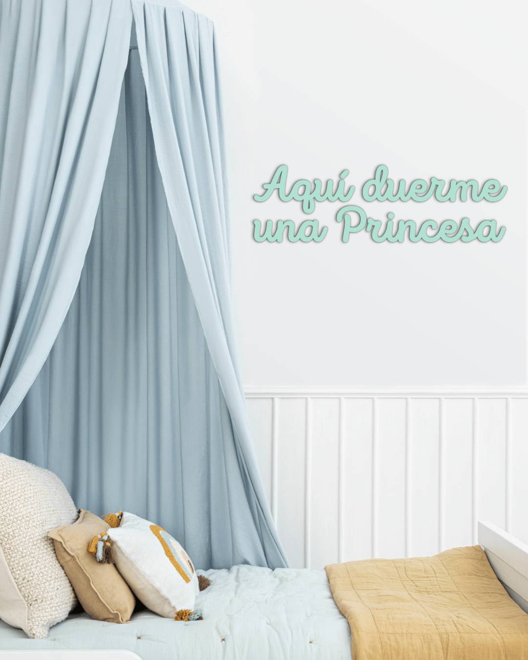 Aquí duerme una Princesa | Frase de Madera