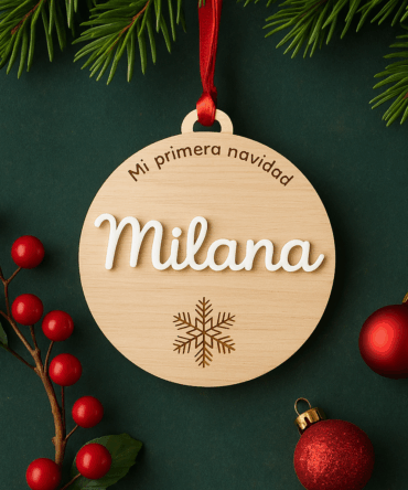 Bola de Navidad Personalizada Copito – Nombre de Metacrilato