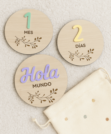 Placas cumplemes ramita con números de colores