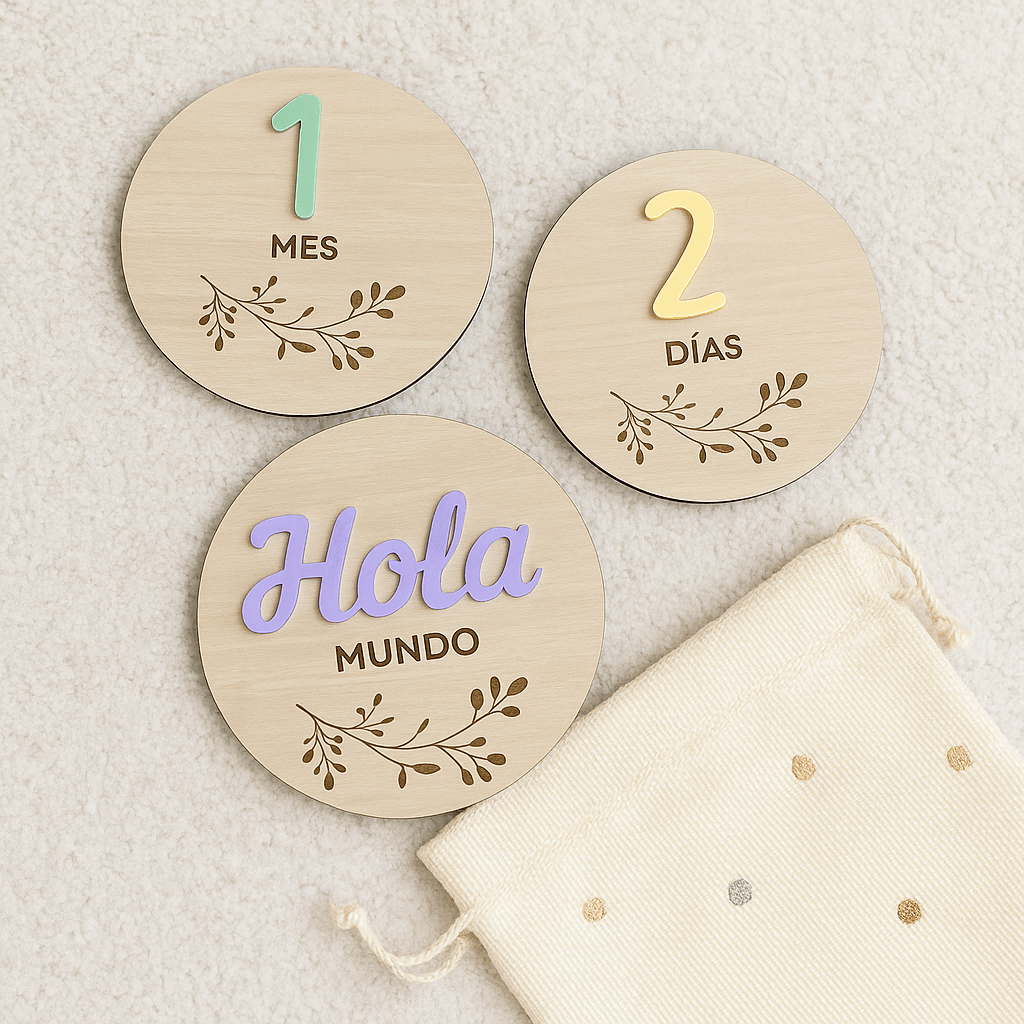 Placas cumplemes ramita con números de colores