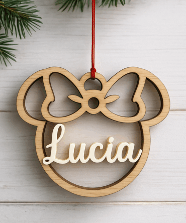 Bola de Navidad Personalizada Minnie Mouse – Nombre de Metacrilato