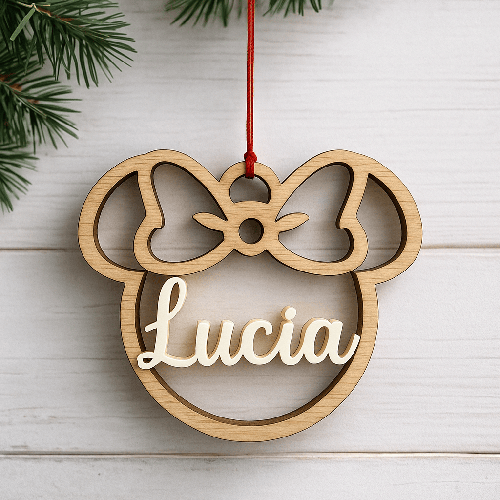 Bola de Navidad Personalizada Minnie Mouse – Nombre de Metacrilato